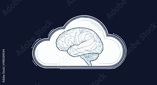 Digital Cloud Brain Network Futuristic Technology and Artificial Intelligence Concept