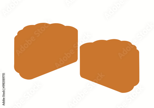 Two brown cookies with scalloped edges on a white background.