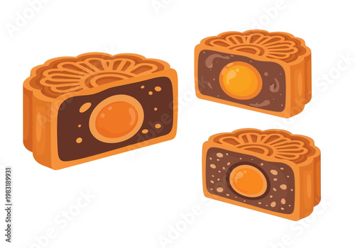Traditional Chinese Mooncakes with Egg Yolks Delicious Pastries.