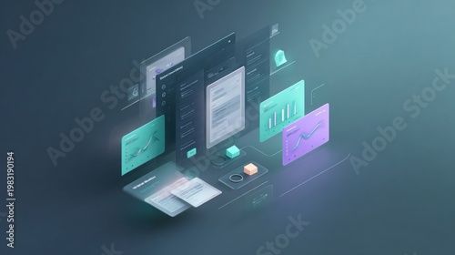Isometric interface design with transparent elements