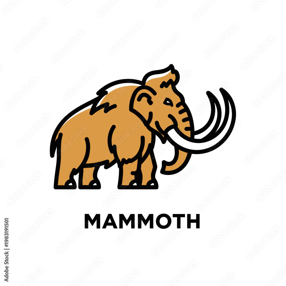 Obraz premium Illustrated Mammoth Icon A Stylized Representation of a Prehistoric Mammal
