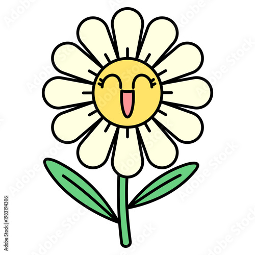 Photos Cute Daisy Bloom cartoon style illustration isolated