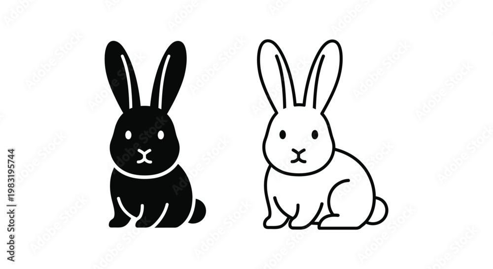 Obraz premium Black and White Rabbit Vector Icons Designs Vector