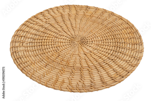 Foto Round woven mat made of natural rattan