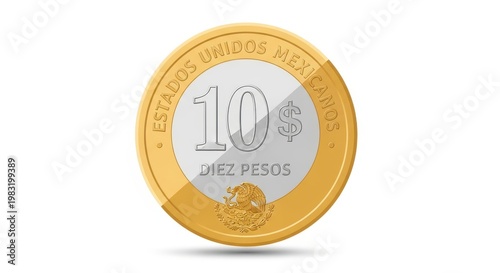 a gold coin with a white center and the number 10 on it close up detail view gold coin mexican curre