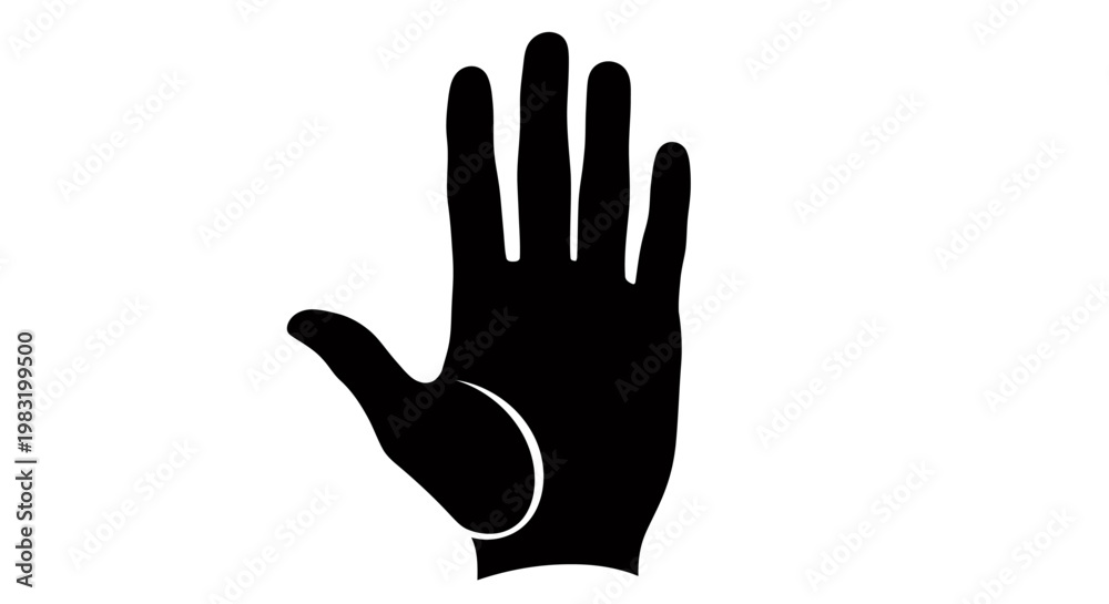 Obraz premium Silhouette of a raised open hand symbol with palm facing forward.