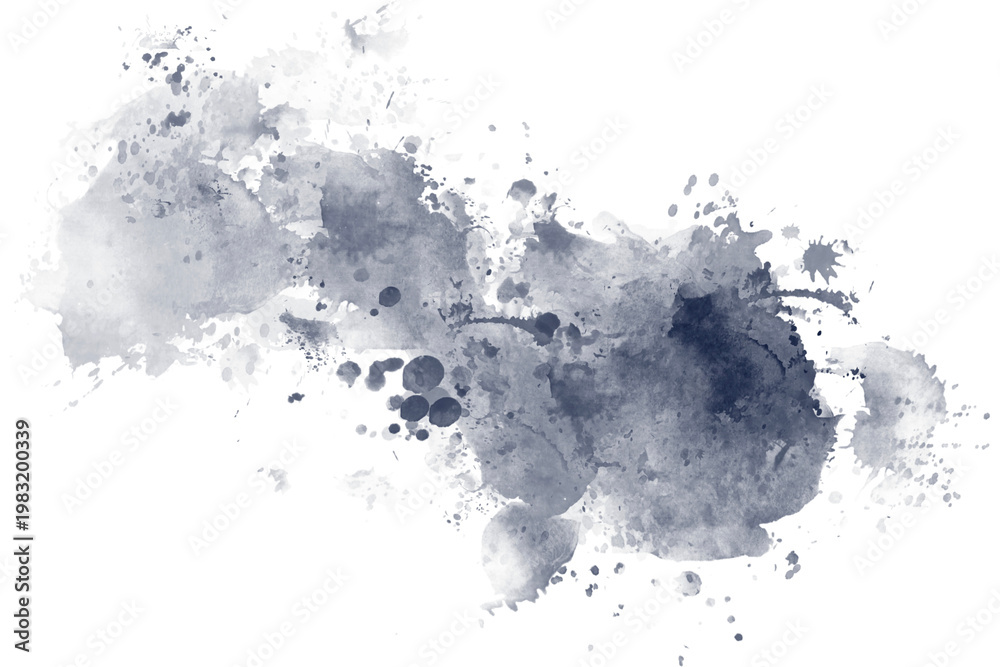 Obraz premium Navy Blue Watercolor Splatter Abstract Ink Stain Texture