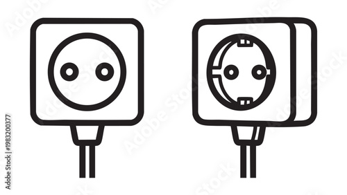 Various types of electrical plug outlets