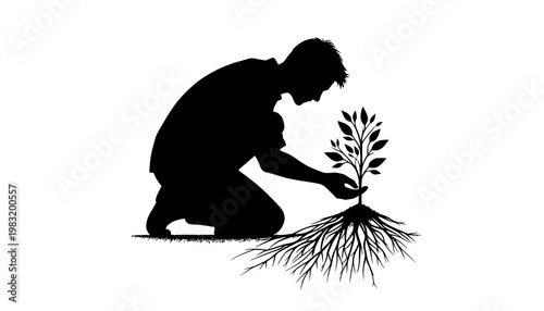 man growing a plant