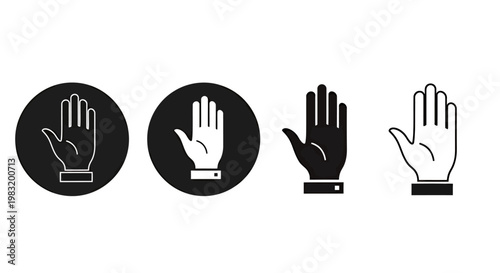 Diverse set of hand gesture icons displayed in a row.