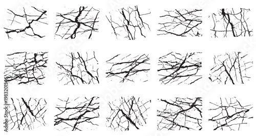 Underwater Pressure Crack Patterns Set Pack. Editable Vector Stroke Illustration. featuring vector, illustration, graphic, design, crack, texture, distressed, grunge, aged, broken more patterns.