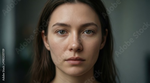 Natural woman portrait with soft lighting and calm expression