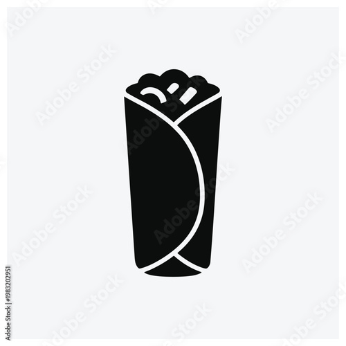 Shawarma or wrap food silhouette vector icon.
