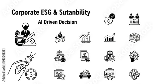 Corporate ESG AI Driven Decision Icons