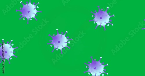 Digital animation of stop sign over multiple covid-19 cells against black background