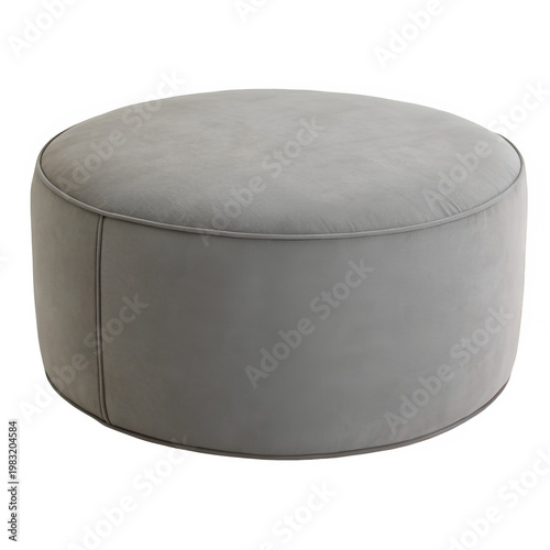 Gray round ottoman isolated on transparent background