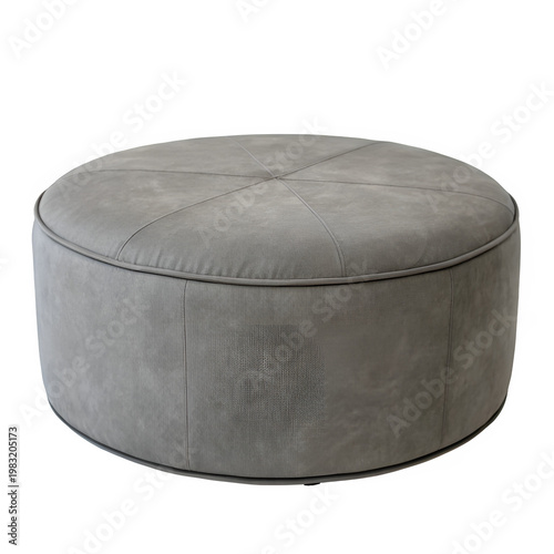Gray round ottoman isolated on transparent background
