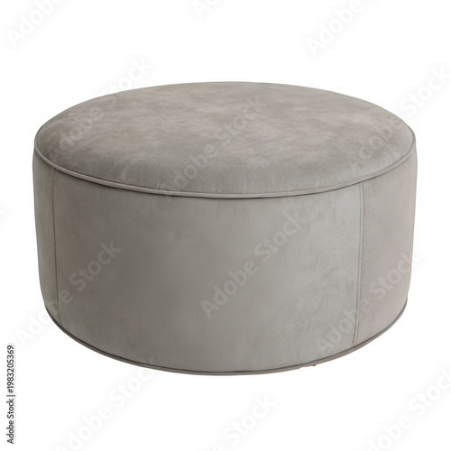 Gray round ottoman isolated on transparent background