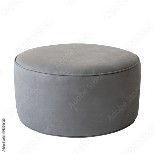 Gray round ottoman isolated on transparent background