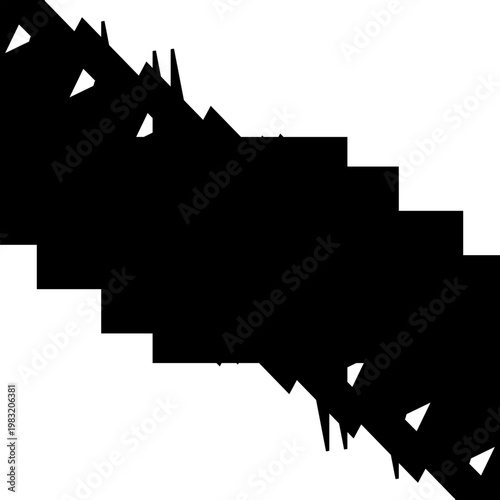 Abstract Diagonal Geometric Black and White Pattern with Jagged Edges