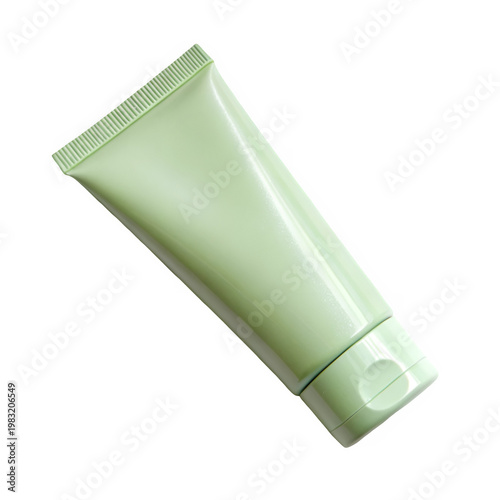 Light green matte cosmetic tube packing isolated on transparent background