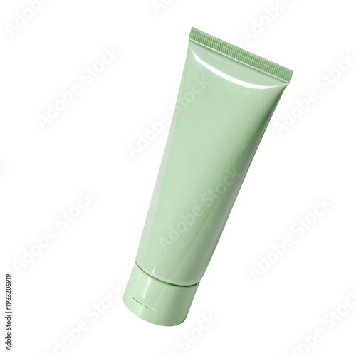 Light green matte cosmetic tube packing isolated on transparent background
