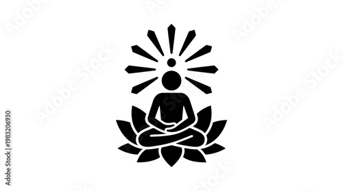 Meditating Figure in Lotus Position with Energy