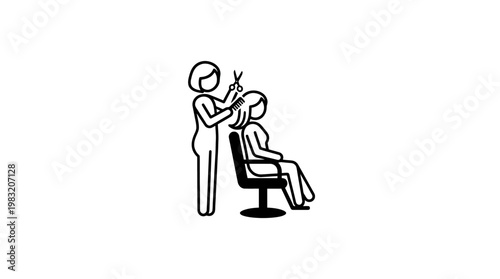 Hair Stylist Cutting a Client's Hair Icon