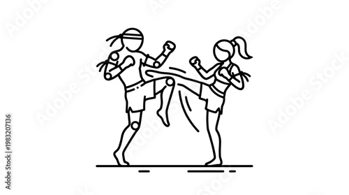Muay Thai Sparring in a Linear Style