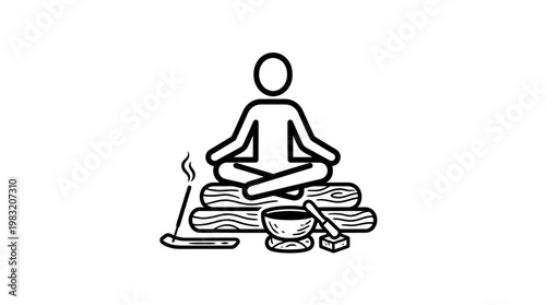 Meditation Icon with Incense and Bowl