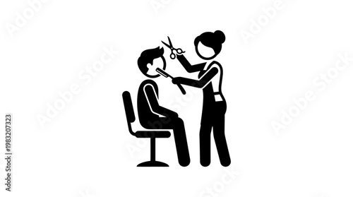 Hairdresser Giving Haircut to Customer