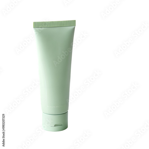 Light green matte cosmetic tube packing isolated on transparent background