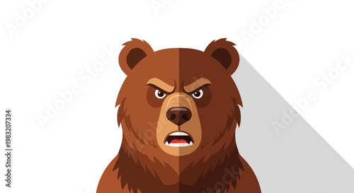 Furious Bear Face Illustration with Angry Expression.
