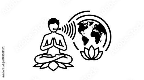 Meditating Figure with World Transmission Symbol