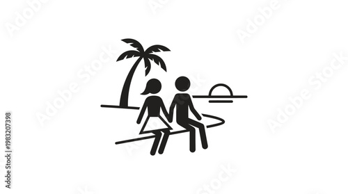 Couple Enjoying Sunset on Tropical Beach