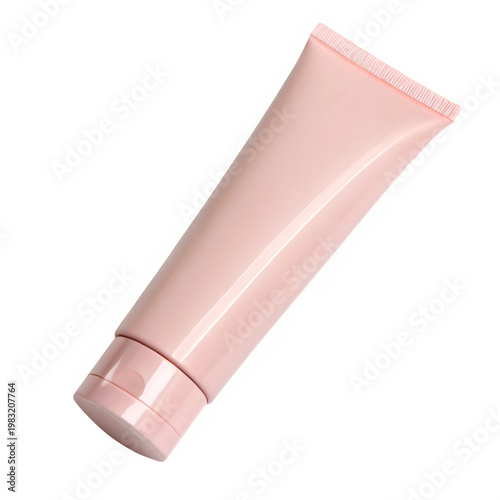 Light pink matte cosmetic tube isolated on transparent background