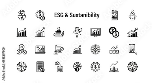 ESG & Sustainability Icons Set, Business Concept