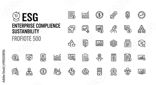 ESG compliance icons, enterprise sustainability