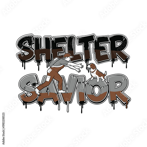 Shelter savior helping a dog in need of rescue and care tshirt design