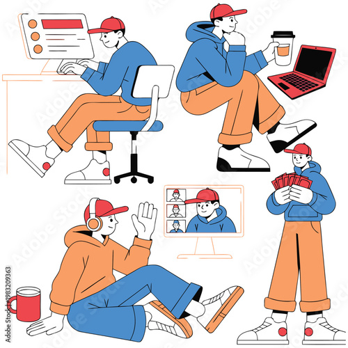 Modern Freelancing Lifestyle Illustration
