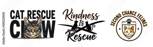 Cat rescue logos and slogans for animal welfare organizations and charities tshirt design