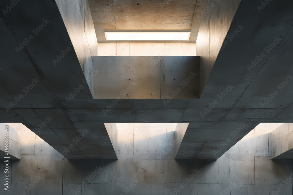 Fototapeta premium Minimal Concrete Ceiling with Light Openings