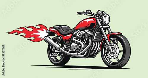 A red motorcycle with flames coming out of the exhaust pipe is shown tshirt design
