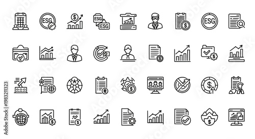 ESG line icons set. Environmental, Social, Governance concept.