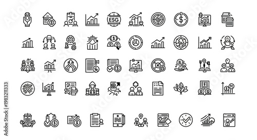ESG outline icons set. Environmental, Social, Governance