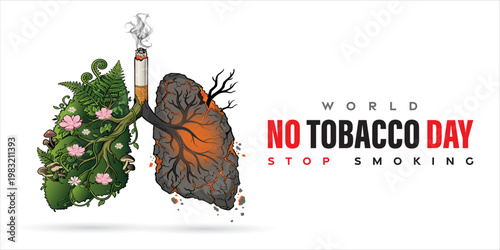 World no tobacco day concept template, poster or banner Vector illustration.World no tobacco day Typography.