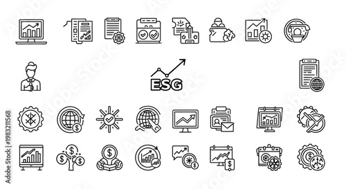 ESG factors line icons set. Environmental, Social, Governance concept