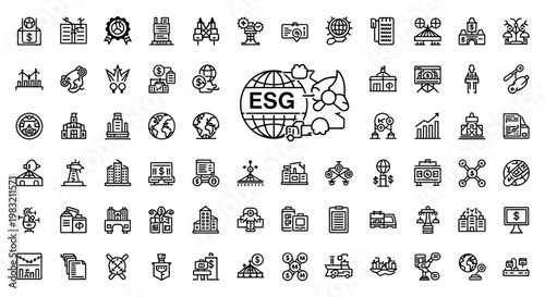 ESG factors line icons set. Environmental, social, governance.