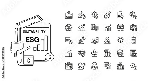 ESG factors line icons set. Sustainability concept