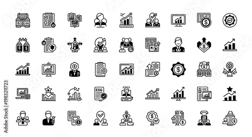 ESG icons set, environmental, social, governance concept